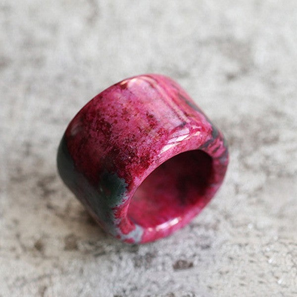 Men and Women Plum Blossom Jade Crafts Large Thumb Ring