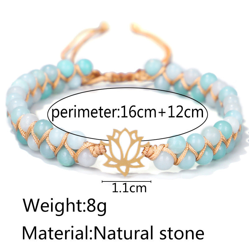 Bracelet Hand Woven Double Layer Natural Stone Bracelet Yoga Om Lotus