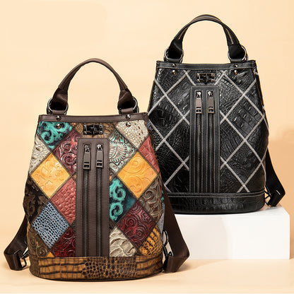 Ethnic National Style Ladies Leather Backpack