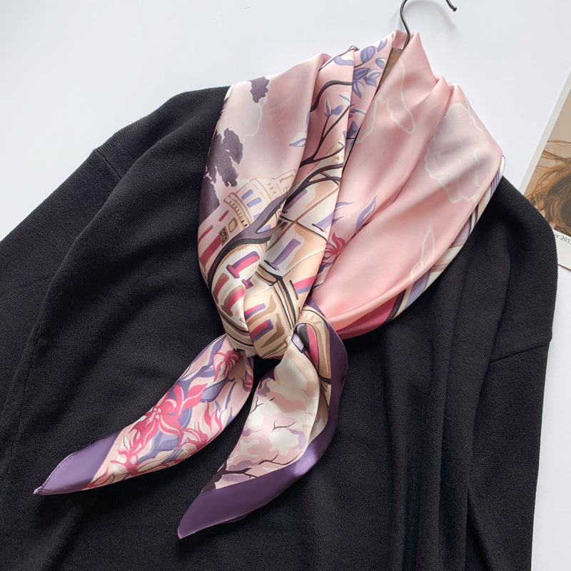 Small Silk Scarf Female Big Square Scarf Middle-aged Mother Mother-in-law Scarf