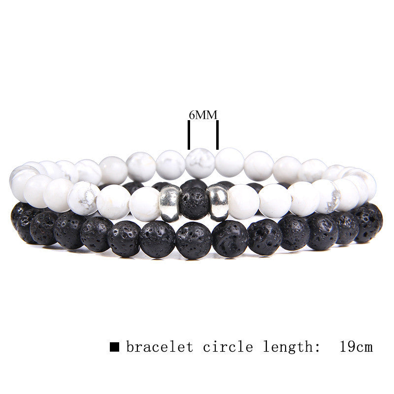 Volcanic Stone Frosted Agate Micro Zirconia Stretch Bracelet