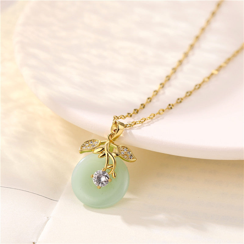 Women's Transparent Hetian Jade Safety Buckle Necklace