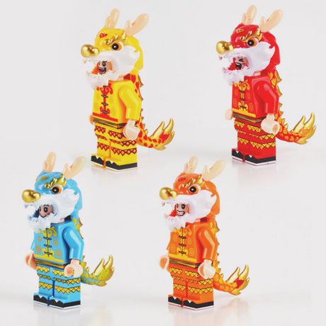 Chinese Building Blocks Lion Dance Man Doll Decoration Toys