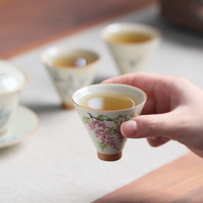 Unterglasur handbemalte Bambushut kleine Teetasse Geschenkbox