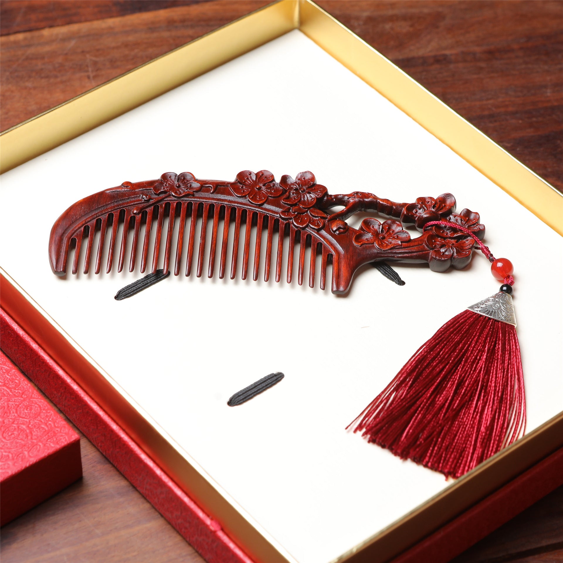 Rosewood Peach Blossom Drunk Hair Wooden Comb Hairpin Gift Set