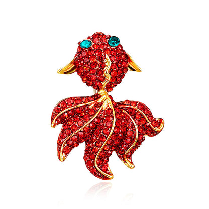 Red Koi Rhinestone Brooch Coat Suit Carp Festival Brooch