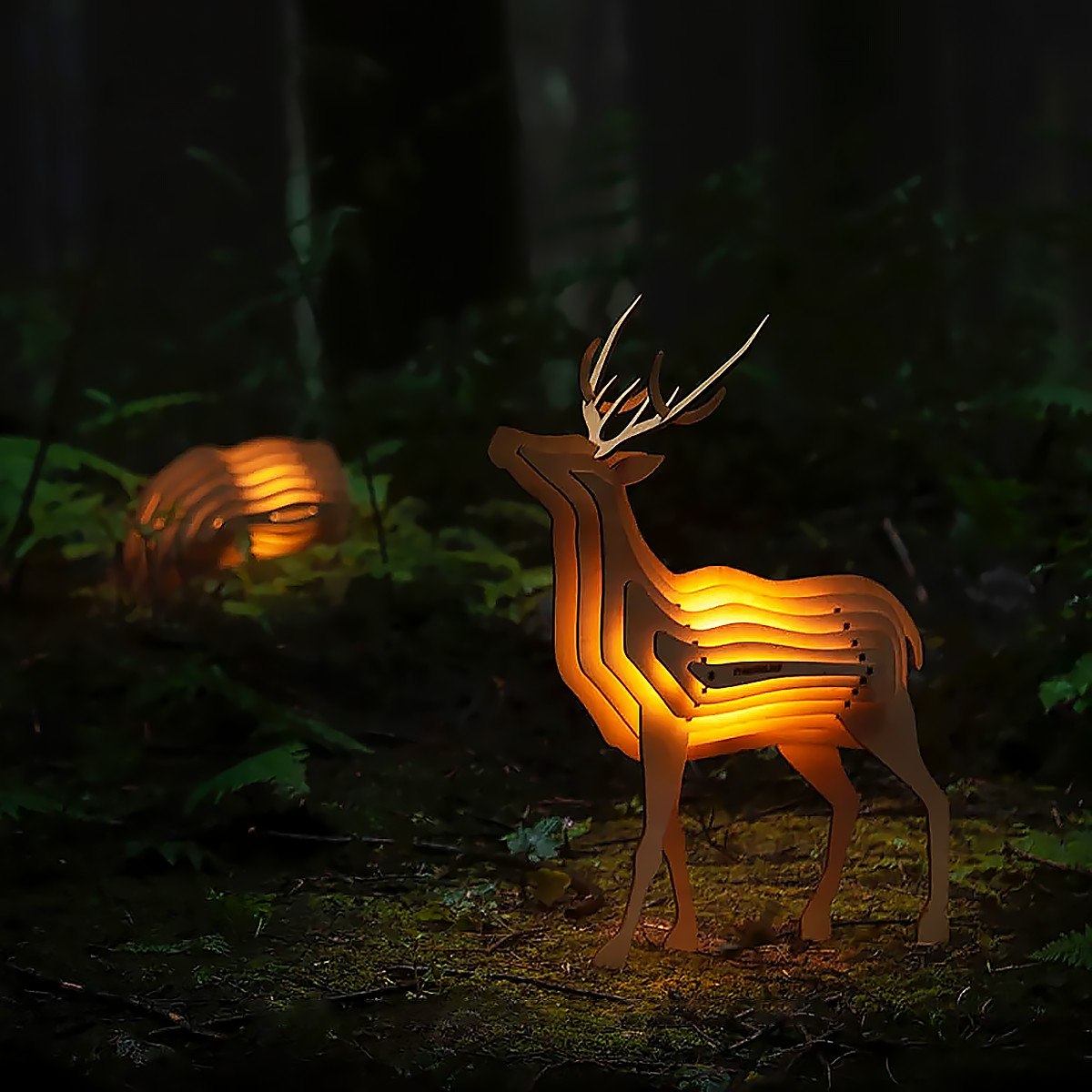 Wooden Animal DIY Lamp Rechargeable Ambient Night Light-2