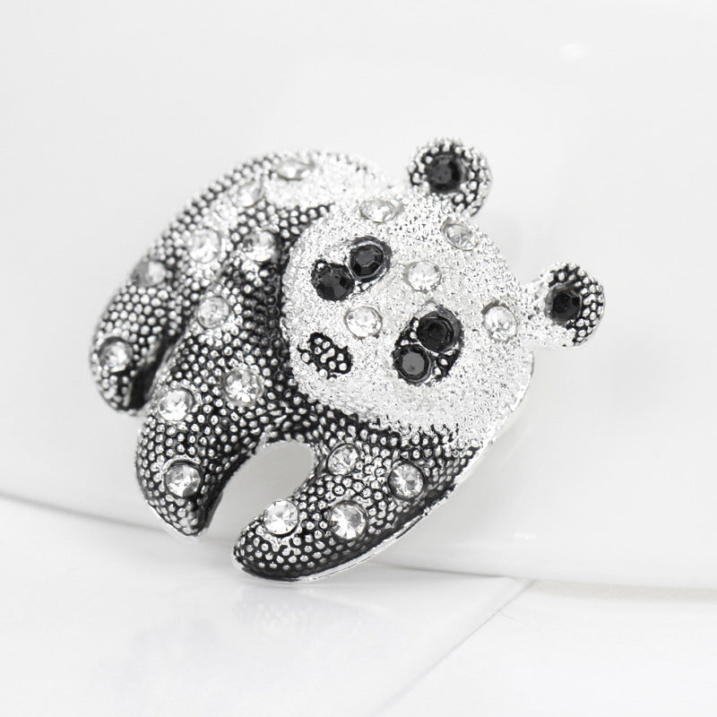Mit Diamanten besetzte Panda-Brosche Ein-Wort-Brosche-Accessoires