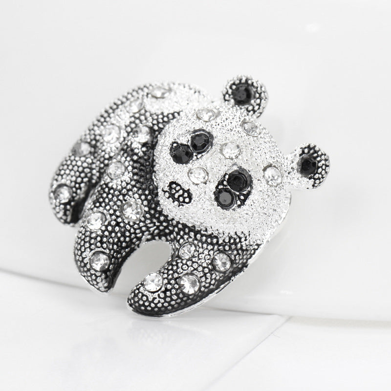 Diamond-studded Panda Brooch One-word Brooch Dress Accessories