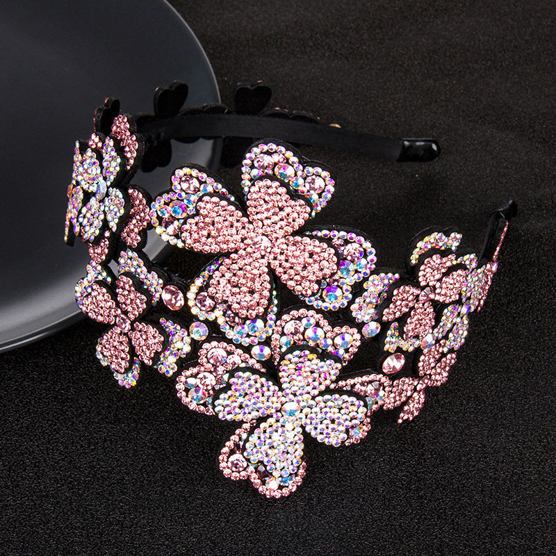 Women's Sweet Clover Flower Rhinestone Hair Bands-7