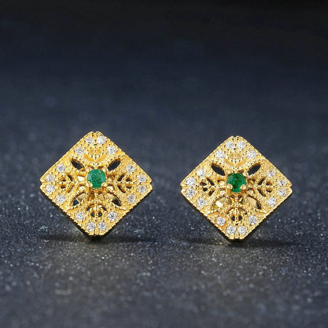 Natural Emerald Lace Earrings