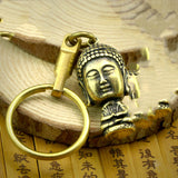 Pure Brass Car Keychain Buddha Head Pendant