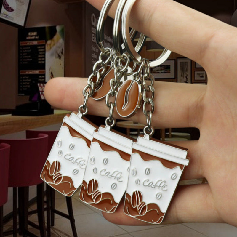 Creative Coffee Cup Paint Keychain Pendant