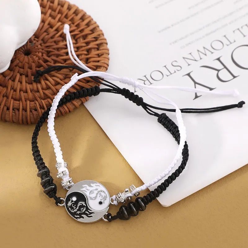 Chinese Style Retro Hand rope Tai Chi Double Dragon Bracelet-5