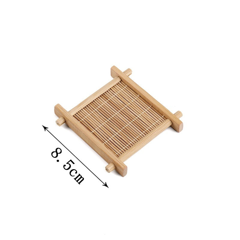 Bamboo Square Well-shaped Coaster Tea Pot Base Pastry Small Tray