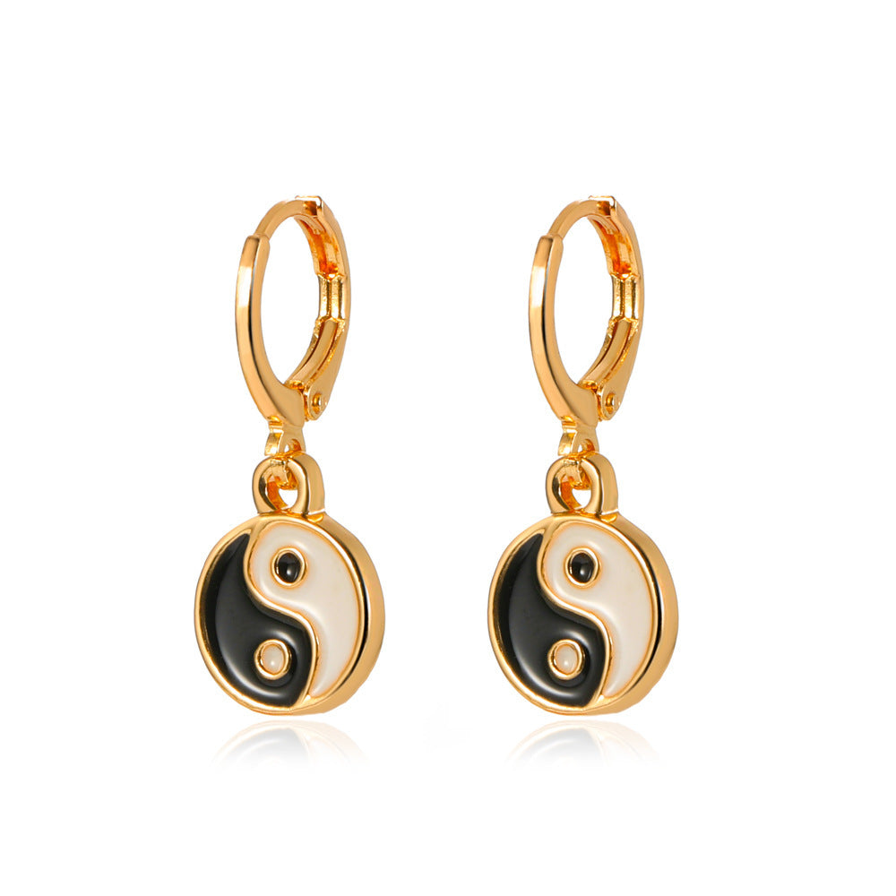 Yin And Yang Tai Earrings Foreign Trade Round Earrings Earrings