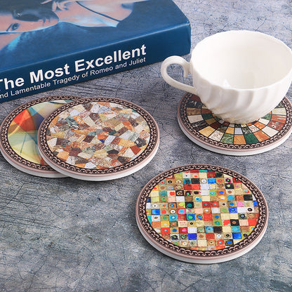 Home Boho Cork Insulated Ceramic Coasters