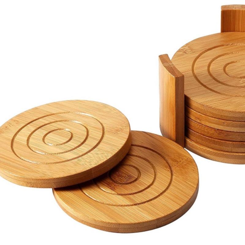 Chinese Bamboo Thickened Insulated Wooden Drink Coasters-3