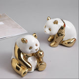 Golden panda ceramic ornaments