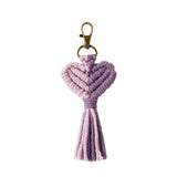 Tassel Peach Heart Hand Woven Pendant Keychain