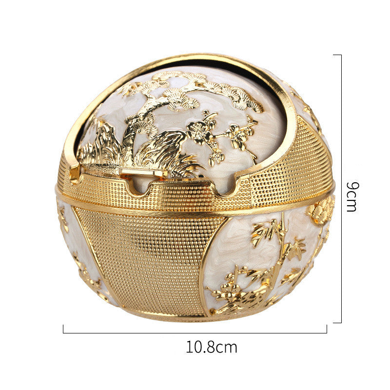 Creative Zinc Alloy Spherical Ashtray With Lid