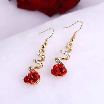 Temperament rose flower earrings wild earrings