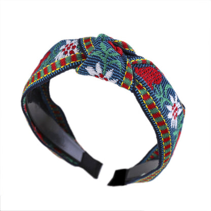 Rustic Style Floral Pattern Embroidered Hair Bands-2