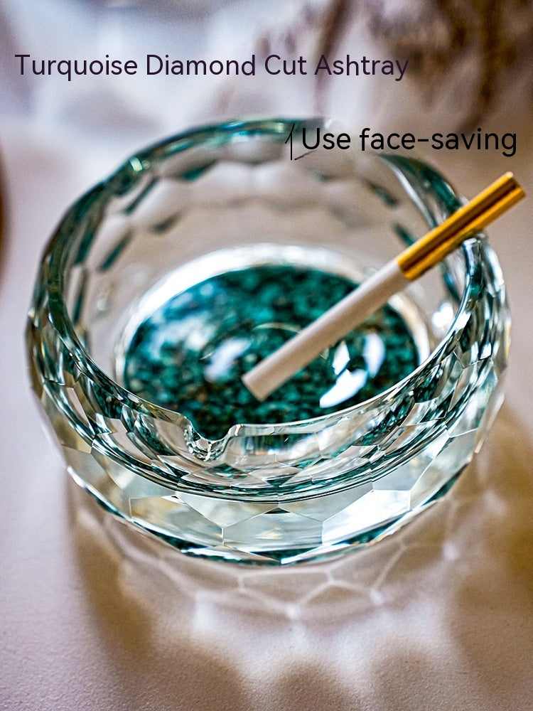 High-grade Turquoise Crystal Glass Ashtray