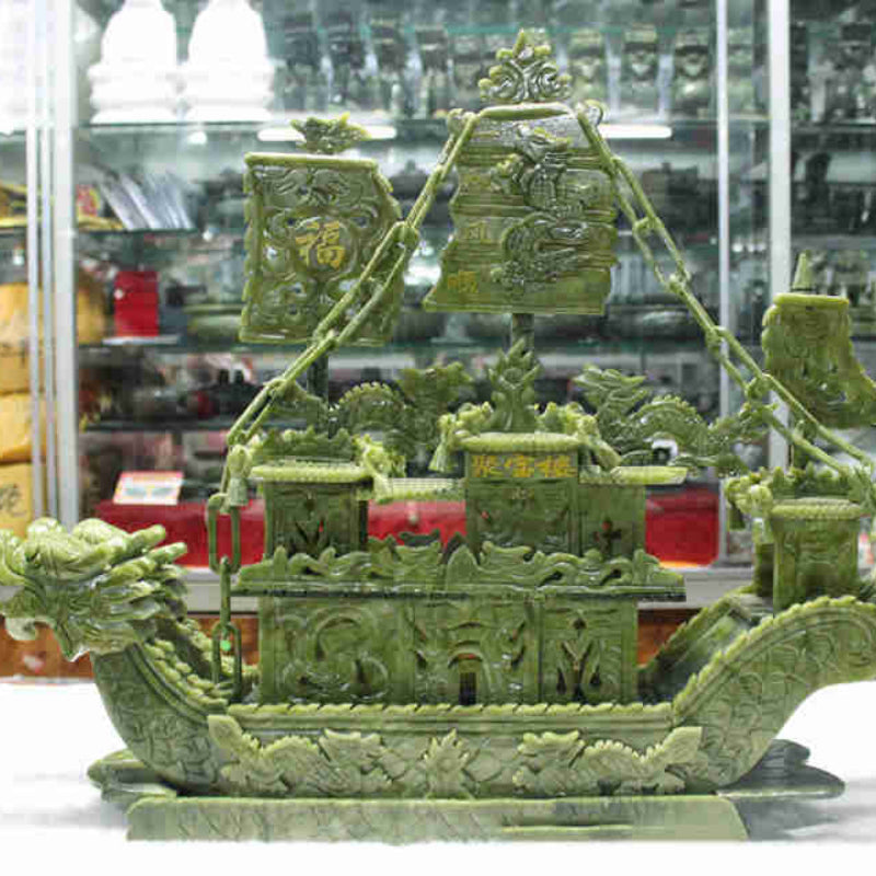 Schatz Jade Carving Jade South Jade Dragon Boot Ornamente Haushalt Ornamente Geschäftsgeschenk