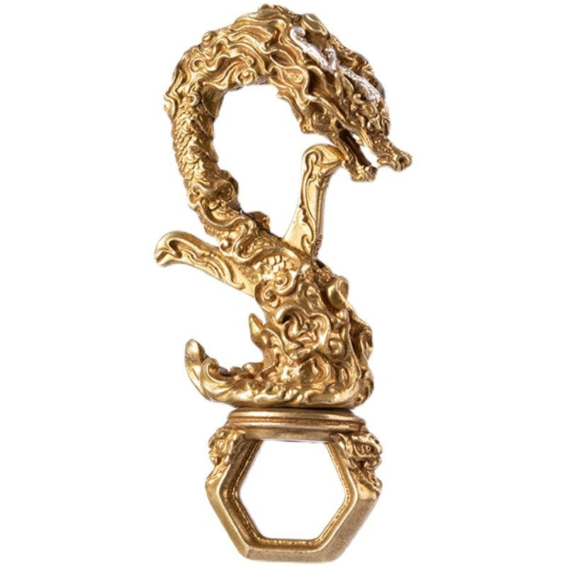 Chinese Style Brass Zodiac Dragon Motorcycle Ornaments Car Keychain