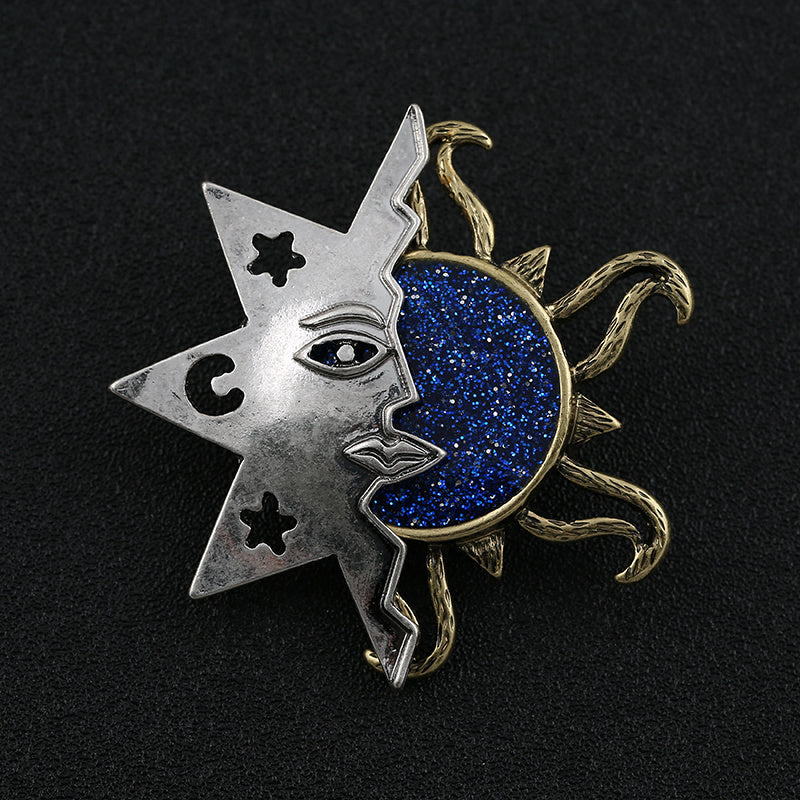 Starry sky sun stars brooch