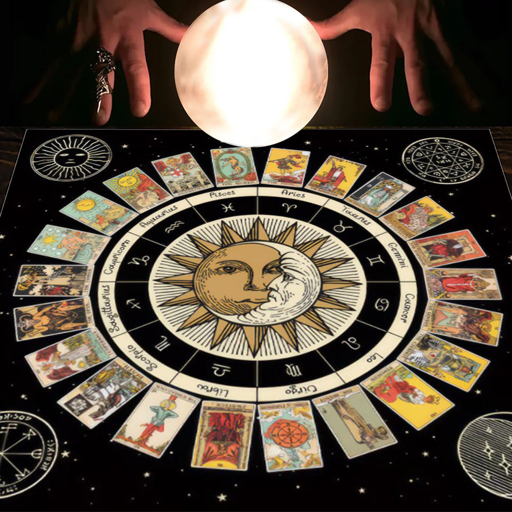 Tarot Table Cloth Moon Sun Lucky Tree Flannel Tablecloth-9