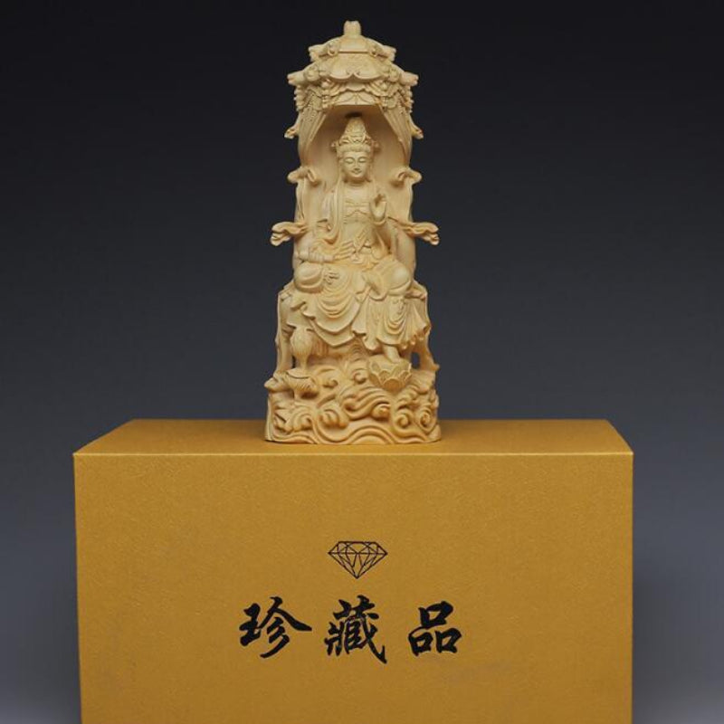 Guanyin Boxwood Pagoda Guanyin Ornamente Buddhist schreiben Handwerk