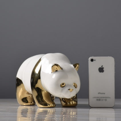 Golden panda ceramic ornaments