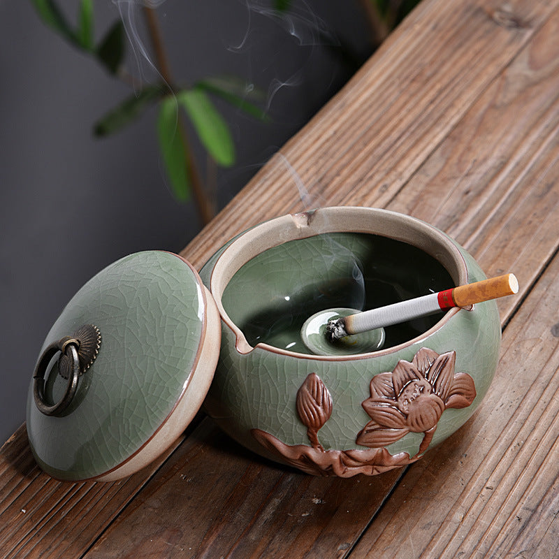 Lotus Ashtray with Lid Chinese Style Creative Personality Fashion European Ashtray