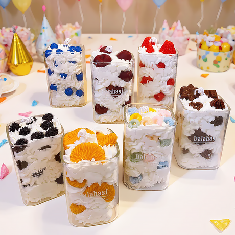 Cute Fruit Dessert Candle Cup Gift Whipped Cream Soy Wax Candle-1
