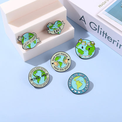 Creative Cartoon Protect The Earth Brooch Gifts for Environmentalists