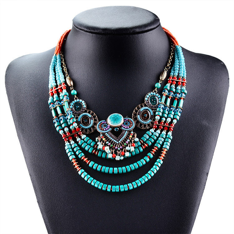 Exaggerated Ethnic Style Multi-Layered Beaded Necklace-4