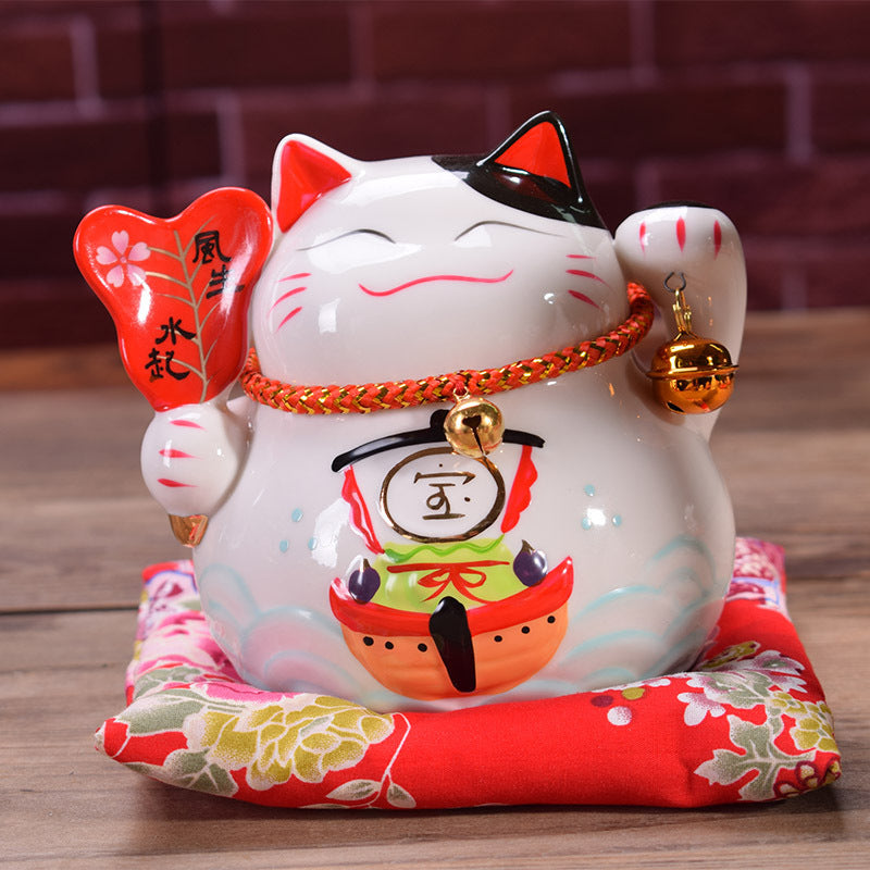 Ceramic Crafts 4.5 Inch Feng Sheng Shui Qi Lucky Cat Creative Decoration