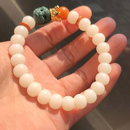 Dumb Bracelet White Jade Bodhi Single Circle Bracelet