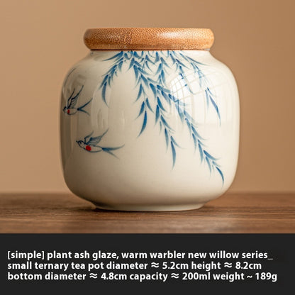 Chinese Calligraphy Tea Pot Ceramic Mini Tea Caddy