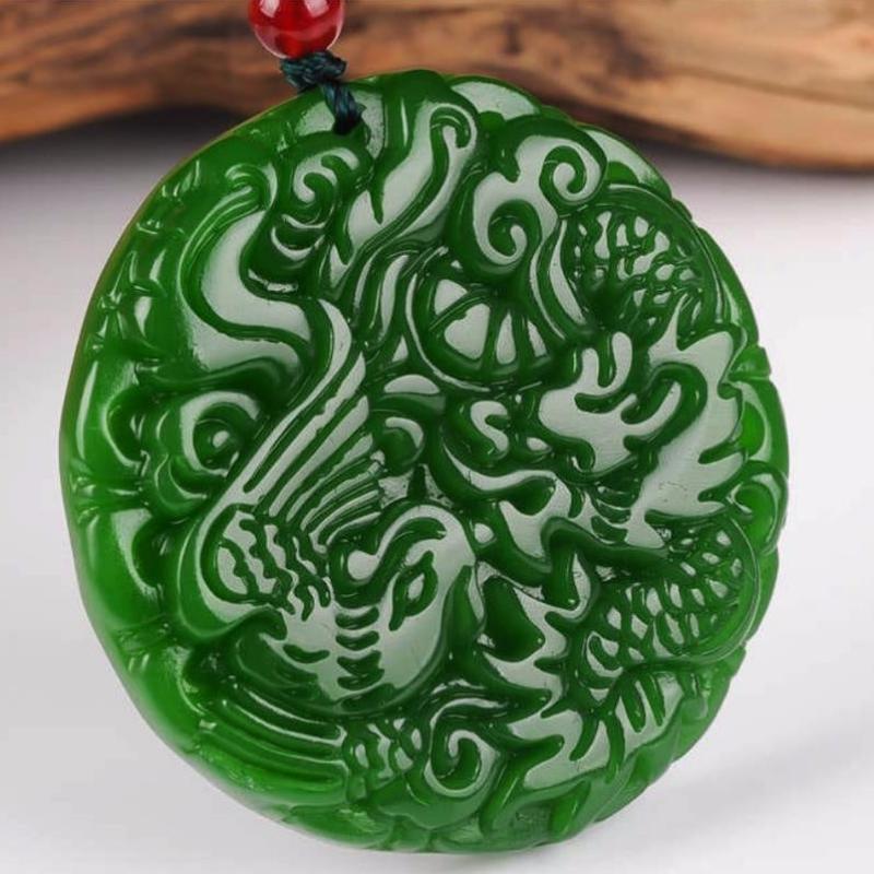 Mode Spinatgrün Hetian Jade Anhänger