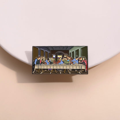 Art Oil Painting Last Supper Metal Brooch Accessories