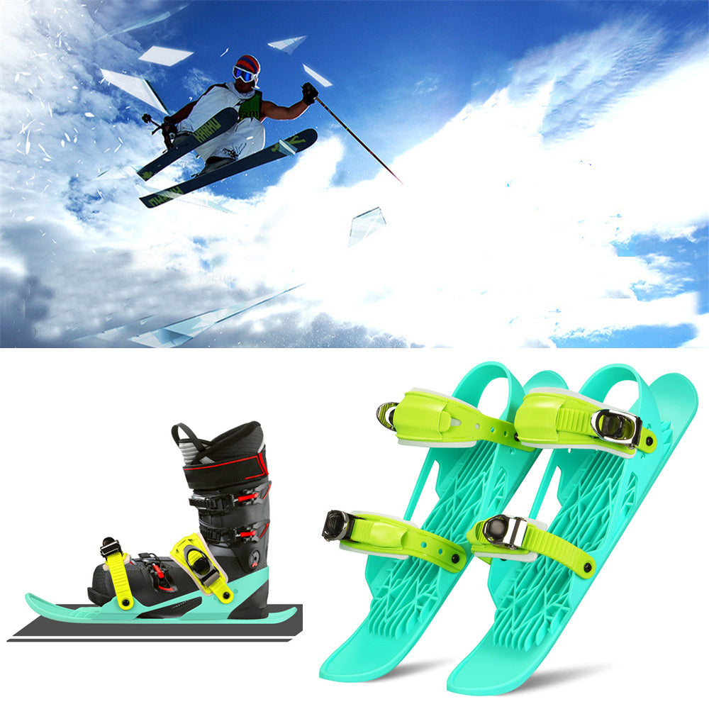 Mini Ski Skates Portable Short Skiboard Adjustable Skates Shoes for Snow