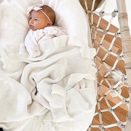 Knitted Baby Blankets Newborn Swaddle Wrap Ruffle