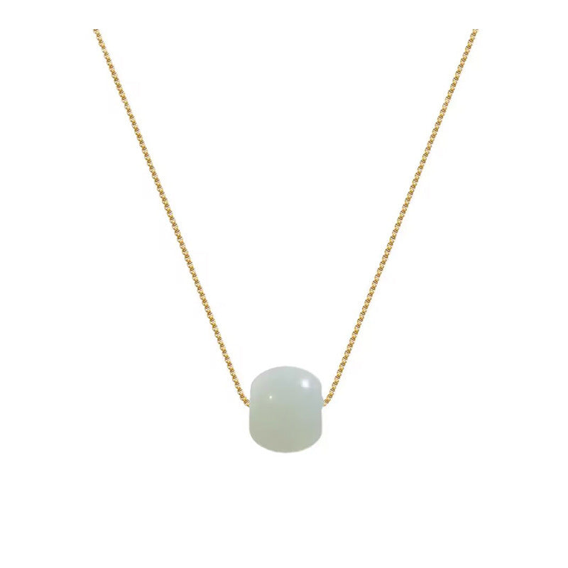 925 Silver Hetian Jade Necklace Short Chic Temperament