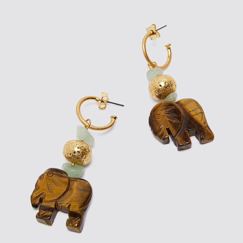 Fashion Creative Elephant Earrings Wood Earrings