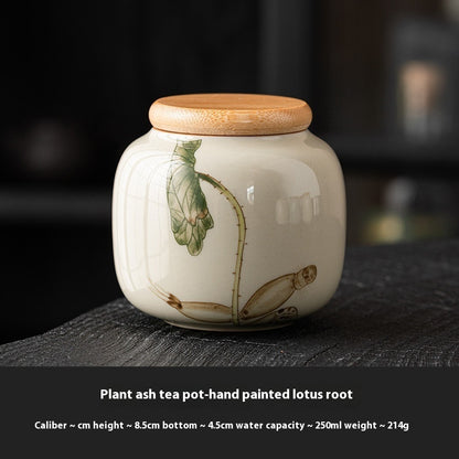 Chinese Calligraphy Tea Pot Ceramic Mini Tea Caddy