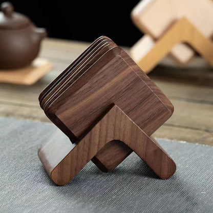 Black Walnut Solid Wood Square Tea Cup Heat Insulation Wood Pad Non-slip Coaster