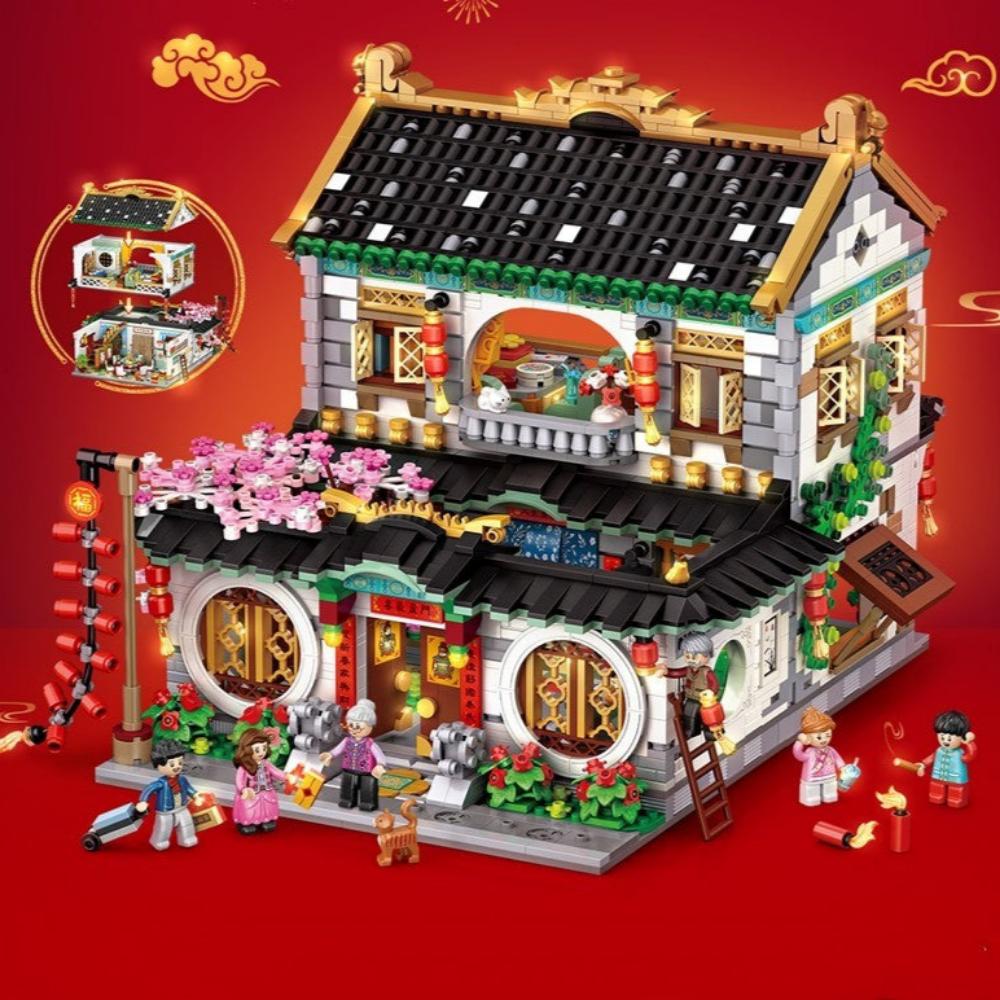 Spring Festival Hut Festive New Year's Eve Dinner Building Blocks-7